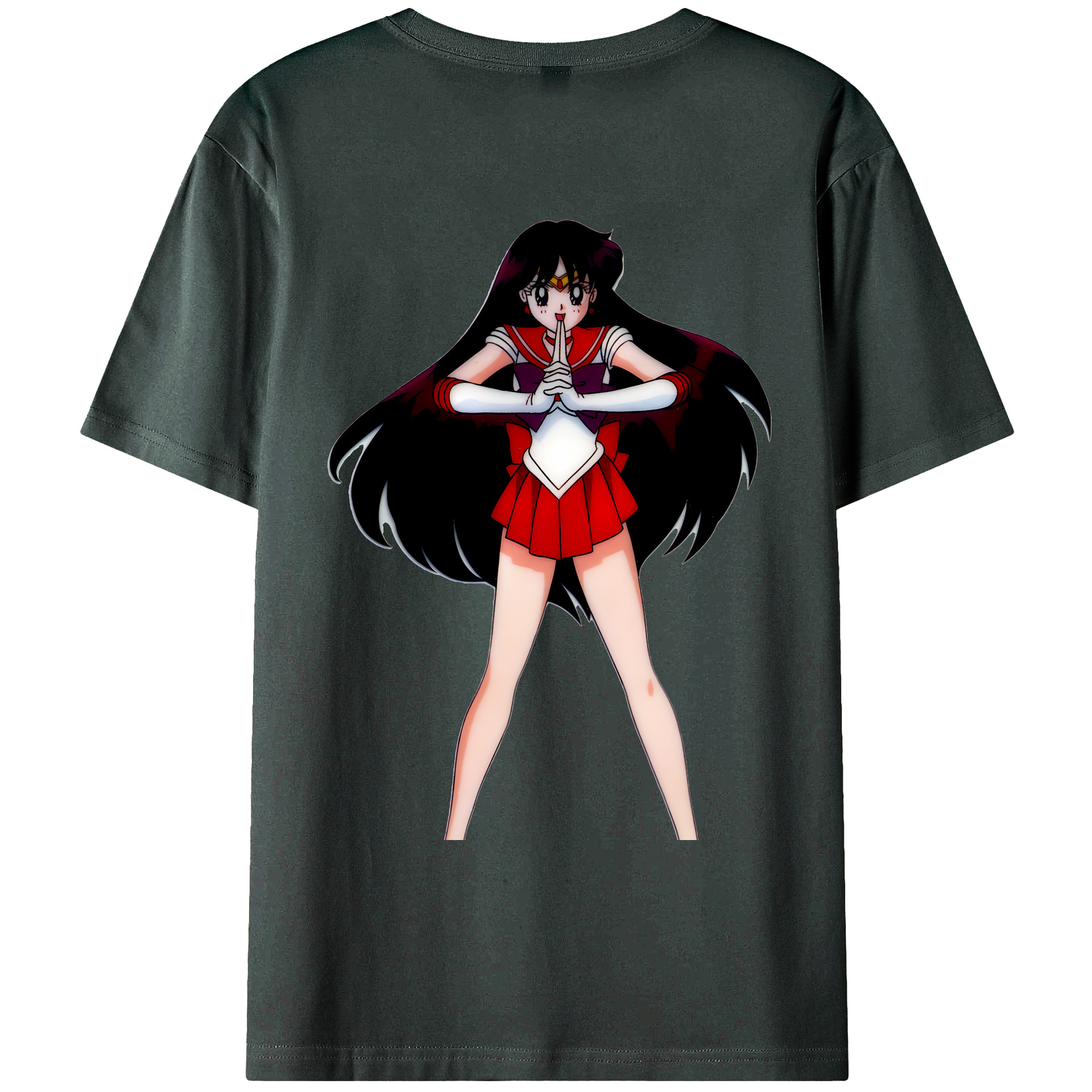 （画像用） 美少女戦士セーラームーン 火野レイ ひの レイ Sailor Moon Hino Rei （セーラーマーズ,Sailor Mars） 綿100％ メンズ半袖Tシャツ（バックプリント） 通気性